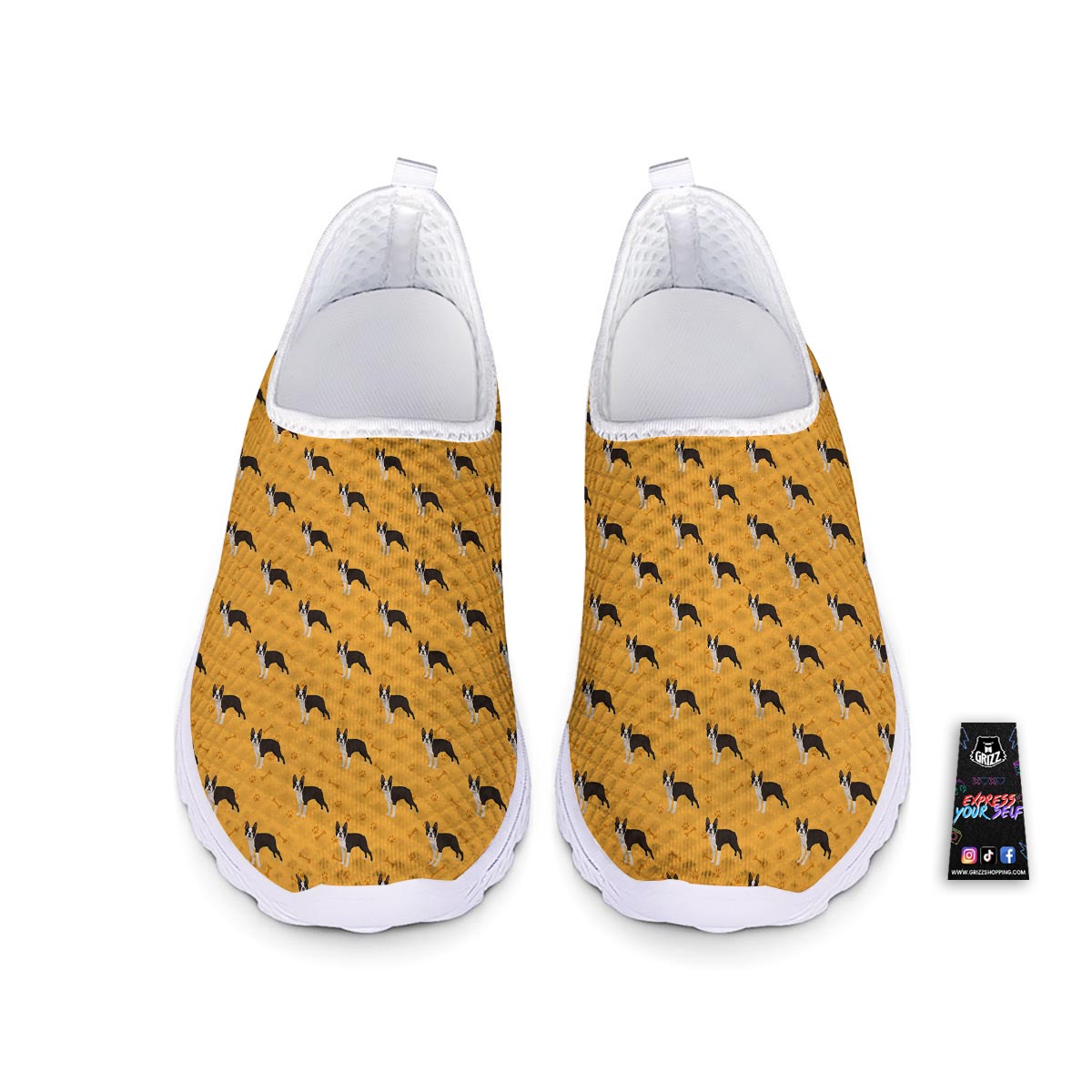 Boston Terrier Cartoon Print Pattern Nurse Shoes-grizzshop