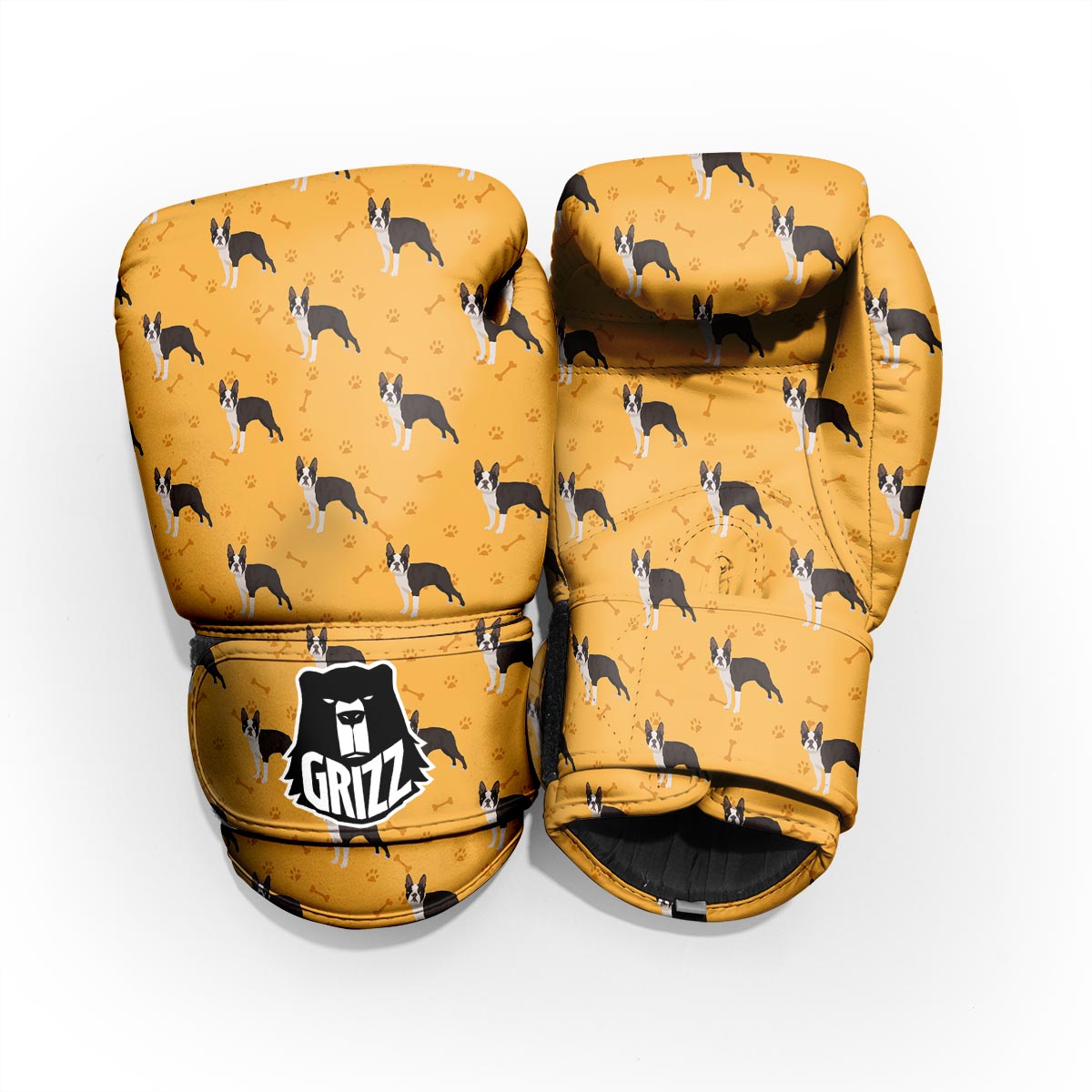 Boston Terrier Cartoon Print Pattern Pro Boxing Glove