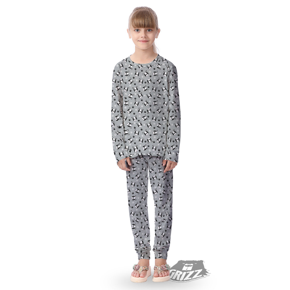 Boston Terrier Faces Cute Print Kid's Pajamas-grizzshop