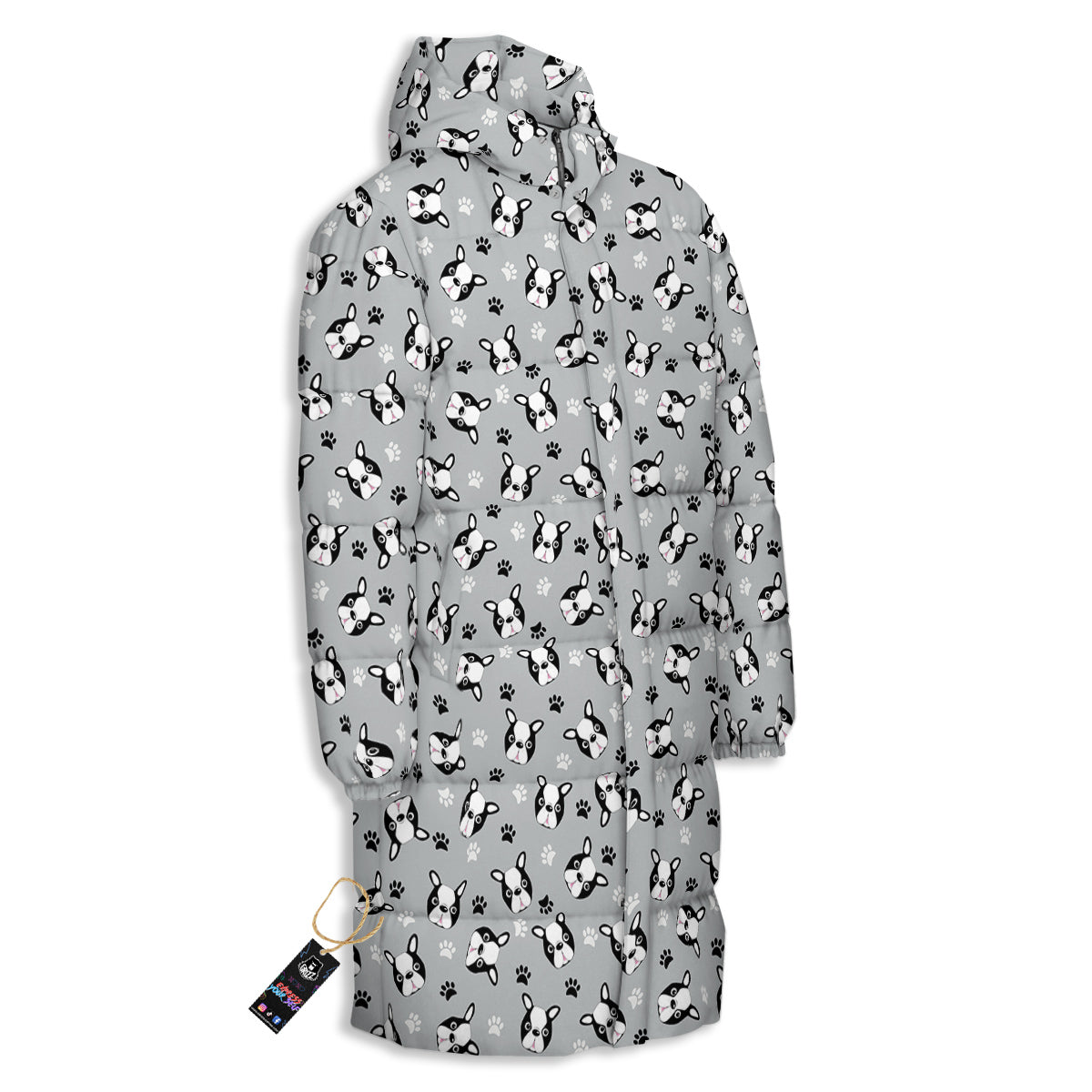 Boston Terrier Faces Cute Print Long Down Jacket-grizzshop
