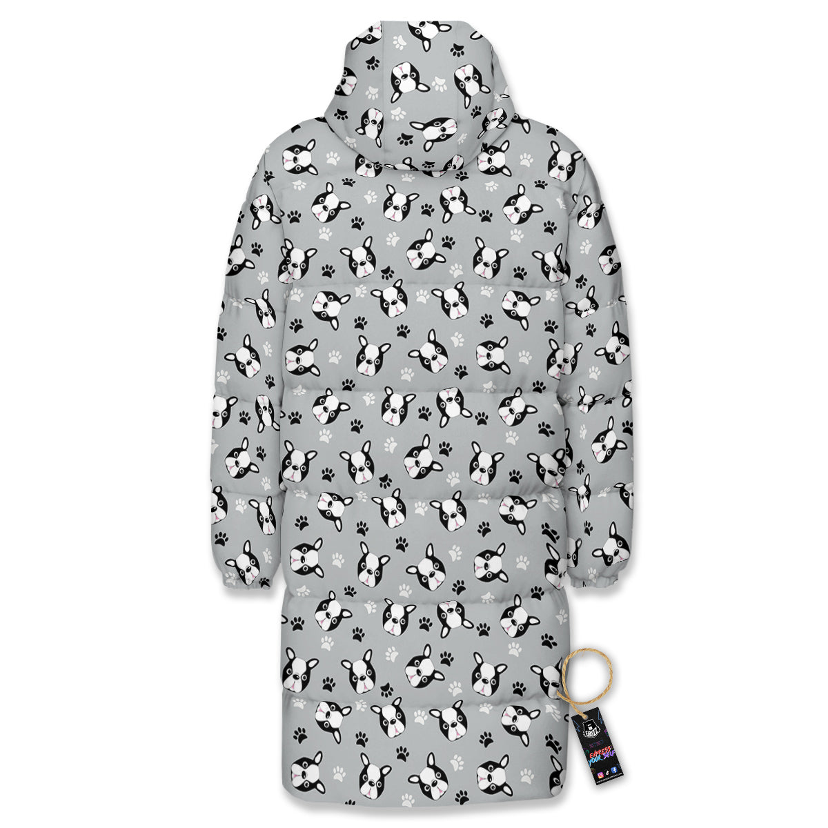 Boston Terrier Faces Cute Print Long Down Jacket-grizzshop