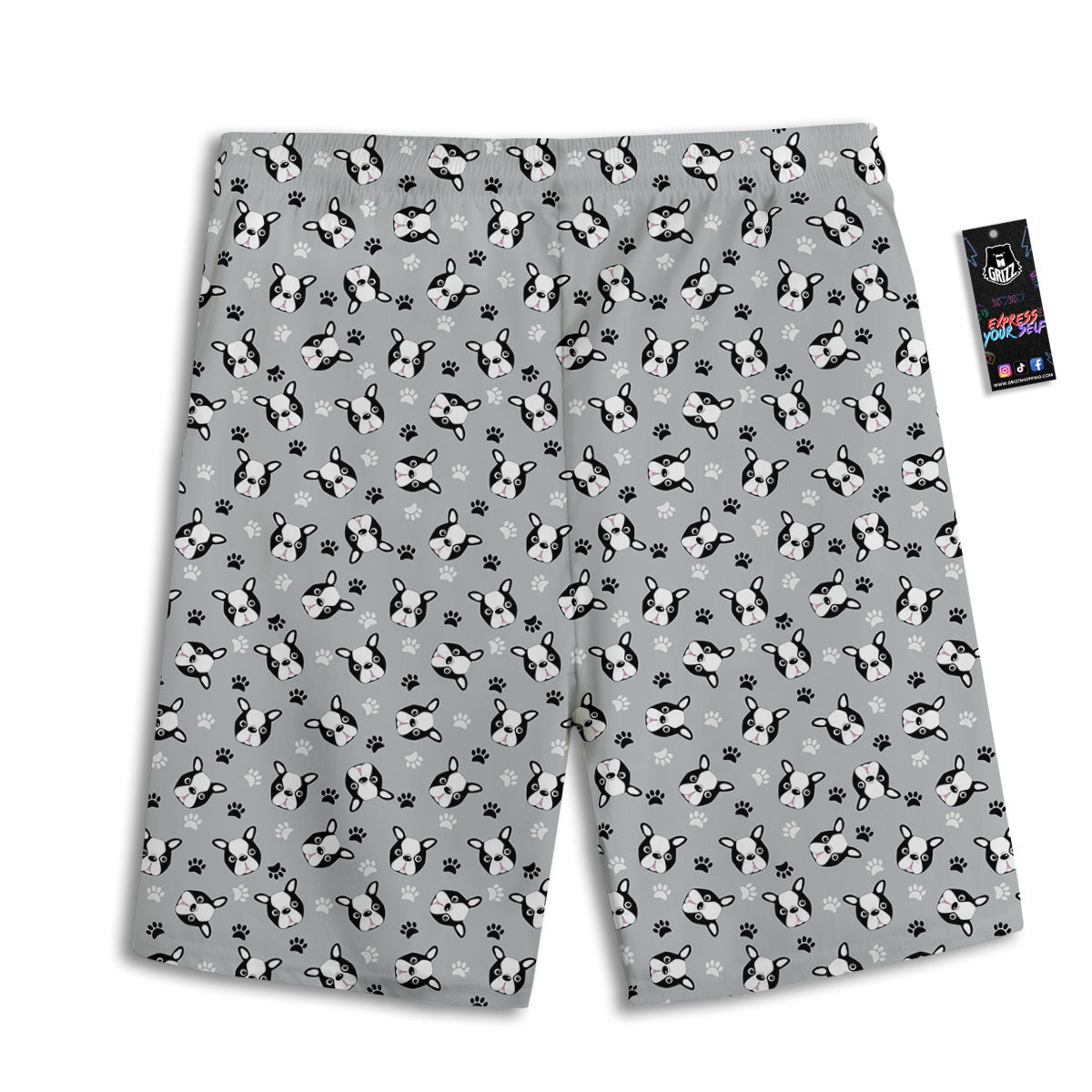 Boston Terrier Faces Cute Print Men's Athletic Shorts