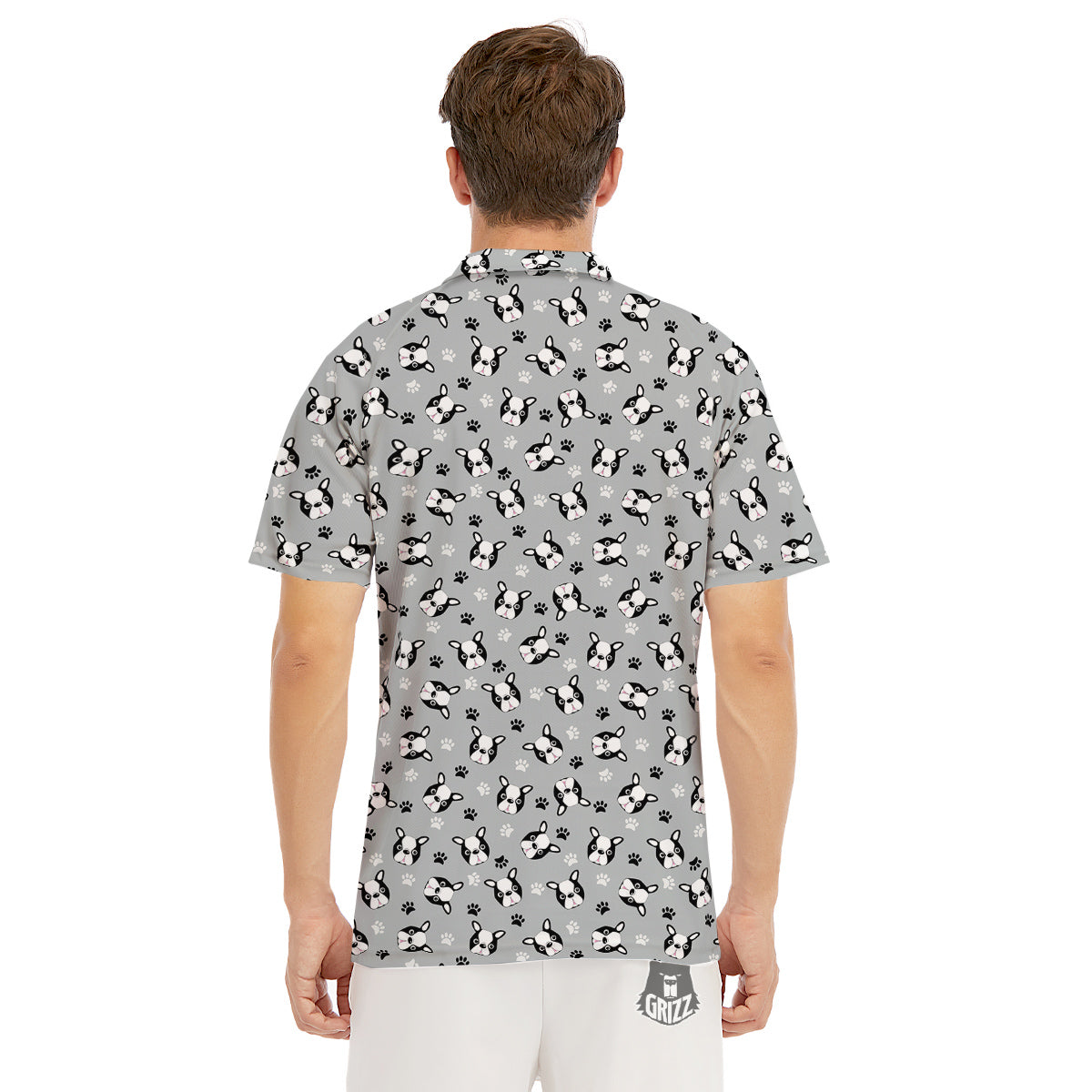 Boston Terrier Faces Cute Print Men's Golf Shirts-grizzshop