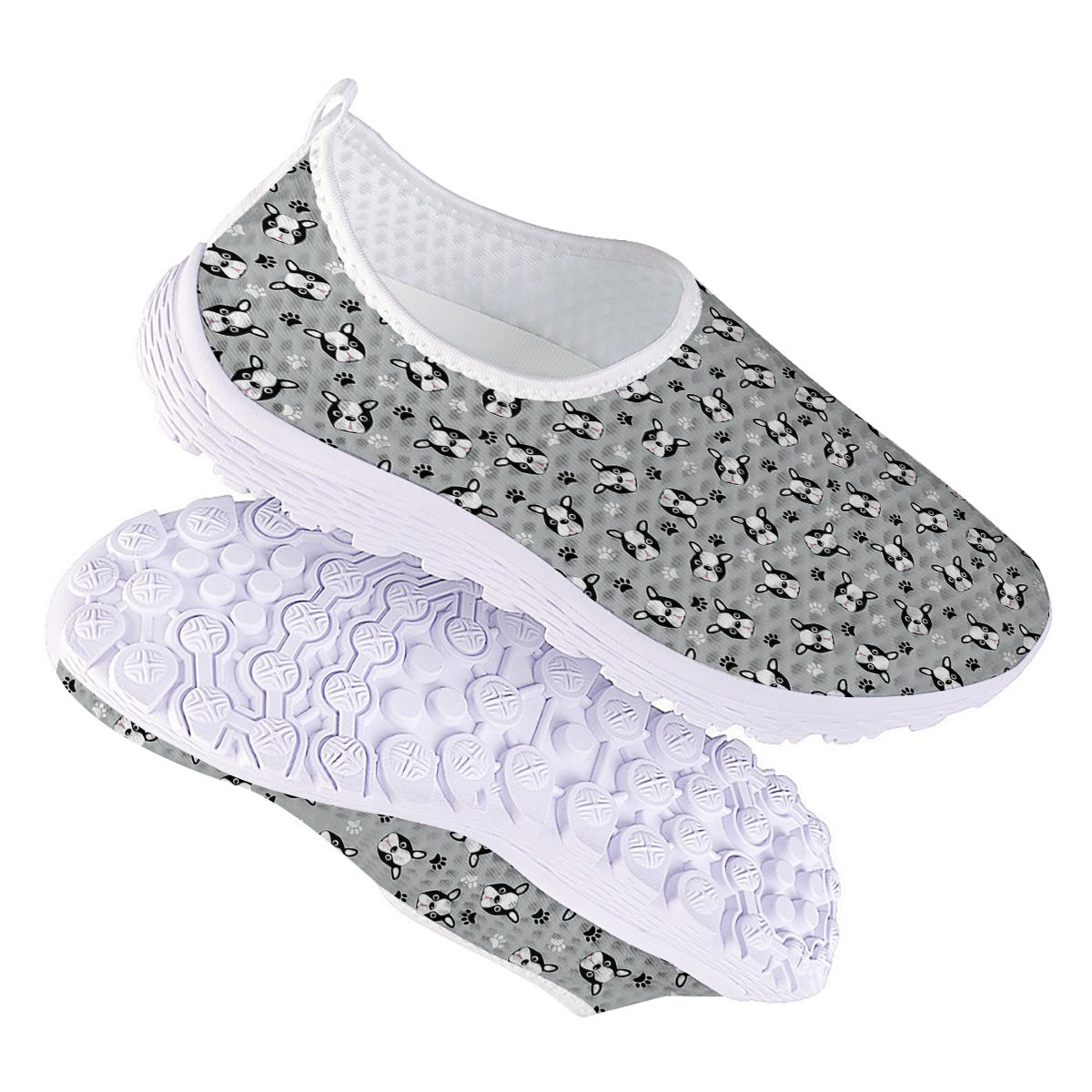 Boston Terrier Faces Cute Print Nurse Shoes-grizzshop