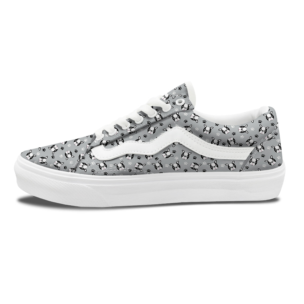 Boston Terrier Faces Cute Print Skate Shoes-grizzshop