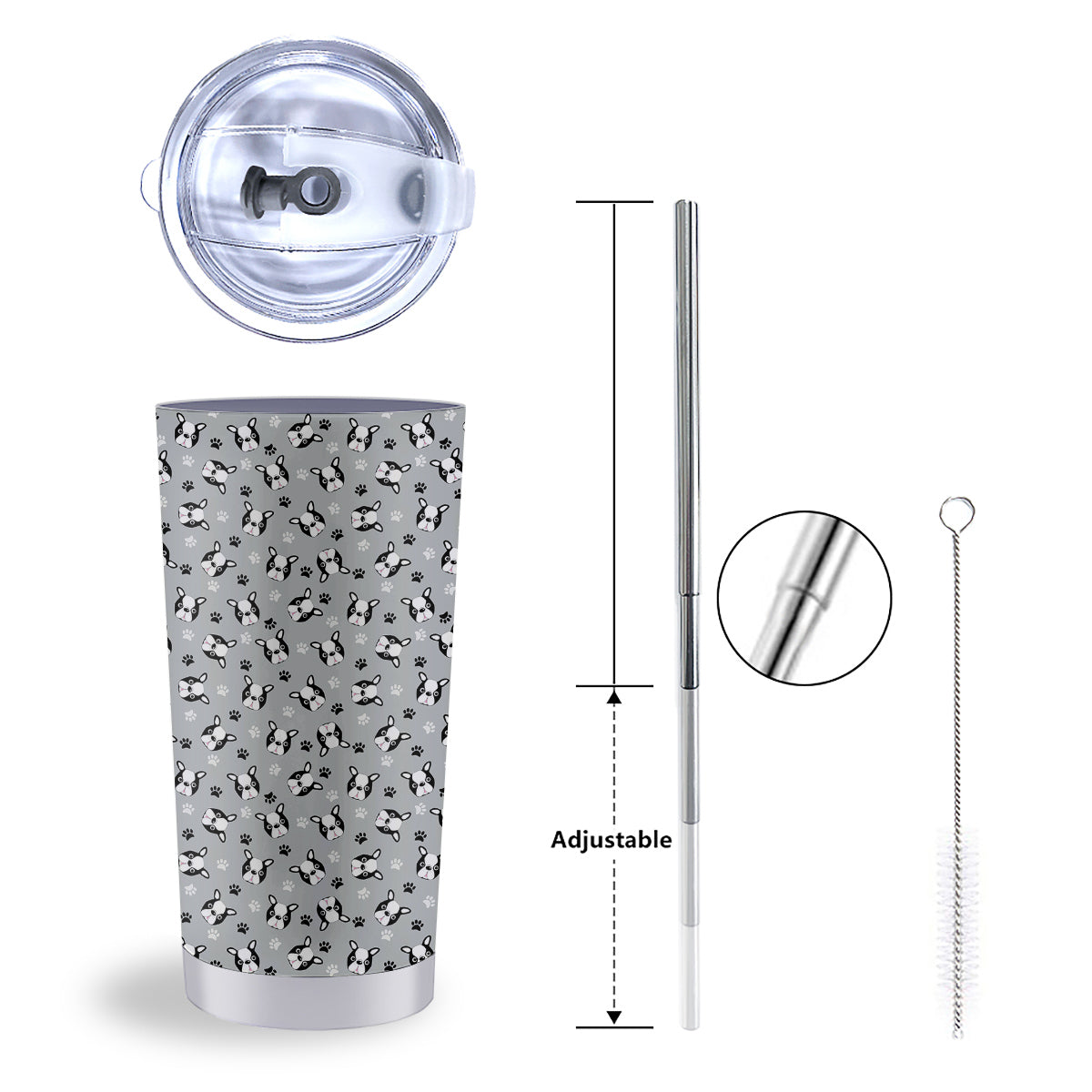 Boston Terrier Faces Cute Print Tumbler-grizzshop