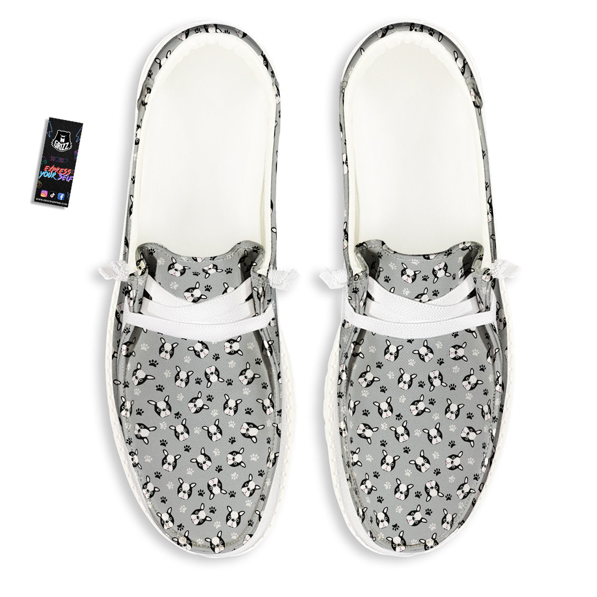 Boston Terrier Faces Cute Print White Loafers-grizzshop