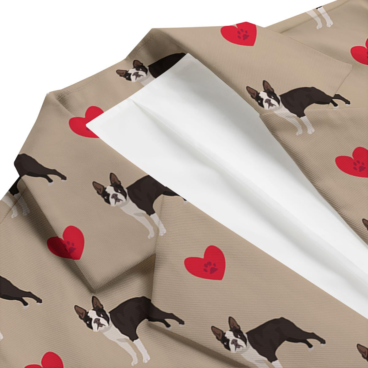 Boston Terrier Heart Paw Pattern Print Men's Blazer-grizzshop