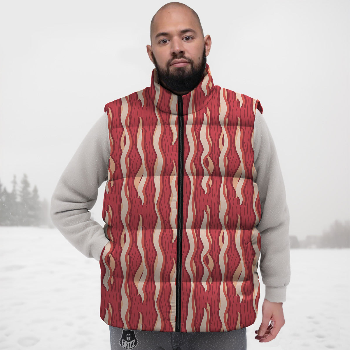 Boston Terrier Pattern Print Down Vest