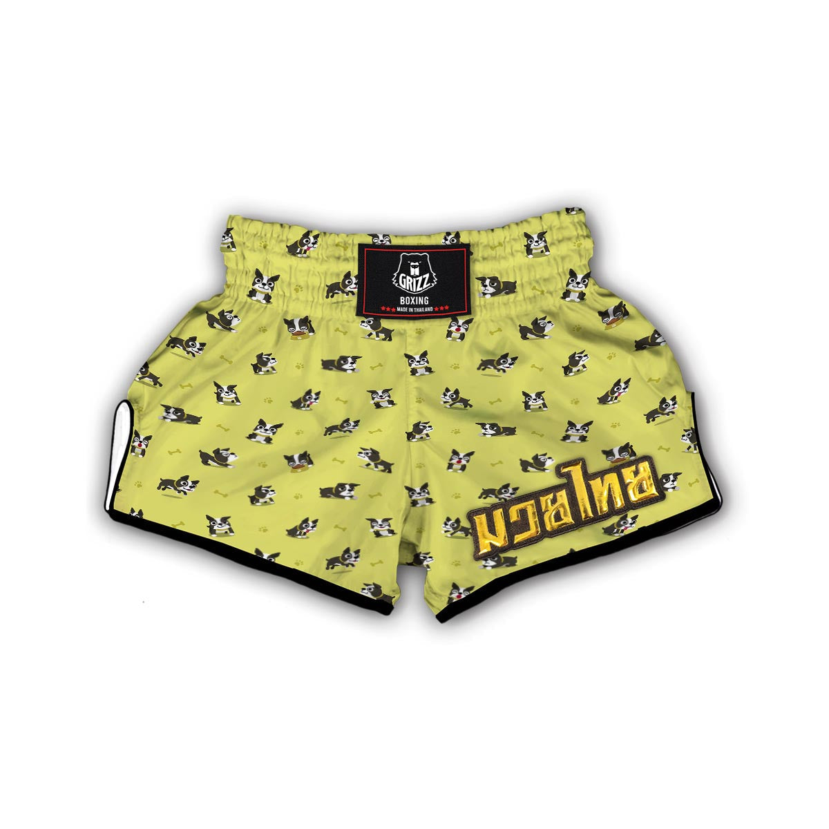 Boston Terrier Paw Pattern Print Muay Thai Boxing Shorts-grizzshop