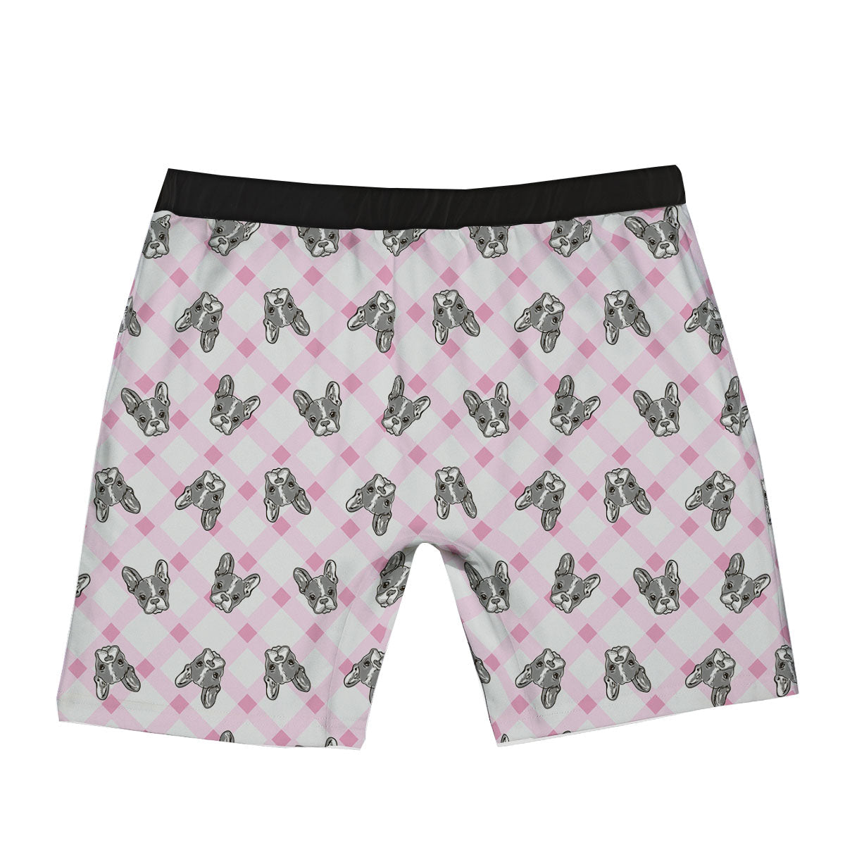 Boston Terrier Pink Plaid Print Pattern Boxer Briefs-grizzshop