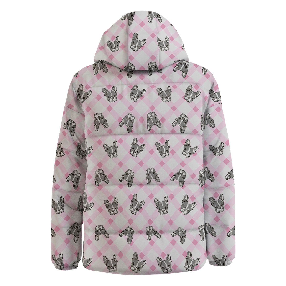 Boston Terrier Pink Plaid Print Pattern Down Jacket-grizzshop