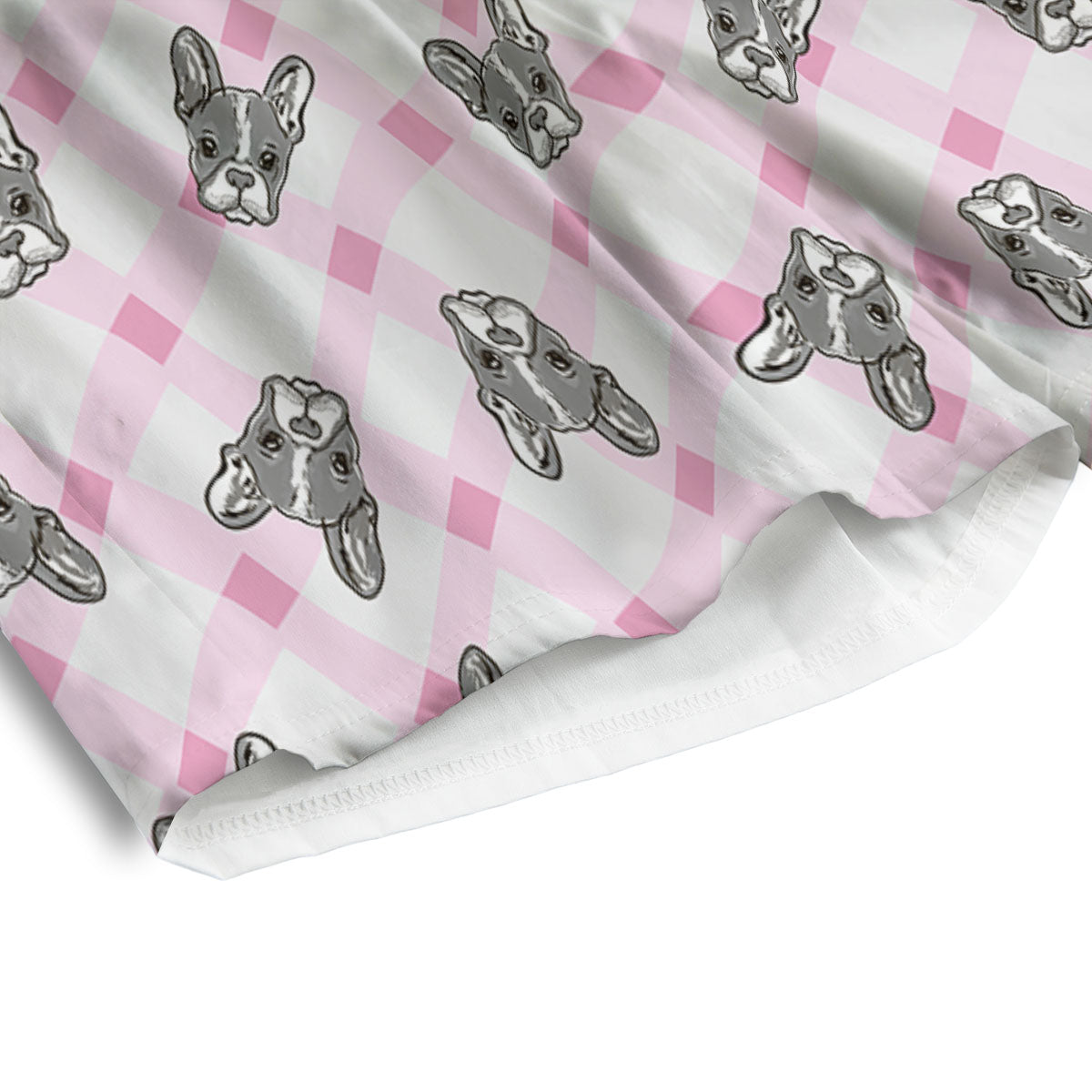 Boston Terrier Pink Plaid Print Pattern Men's Athletic Shorts