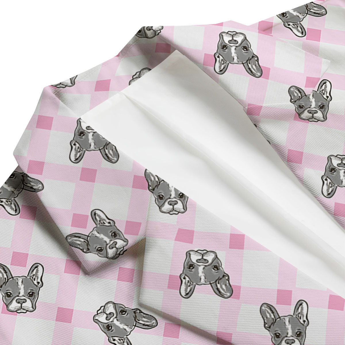 Boston Terrier Pink Plaid Print Pattern Men's Blazer-grizzshop