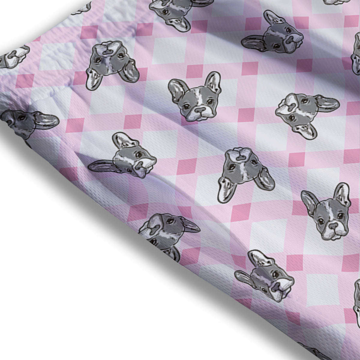 Boston Terrier Pink Plaid Print Pattern Mesh Shorts