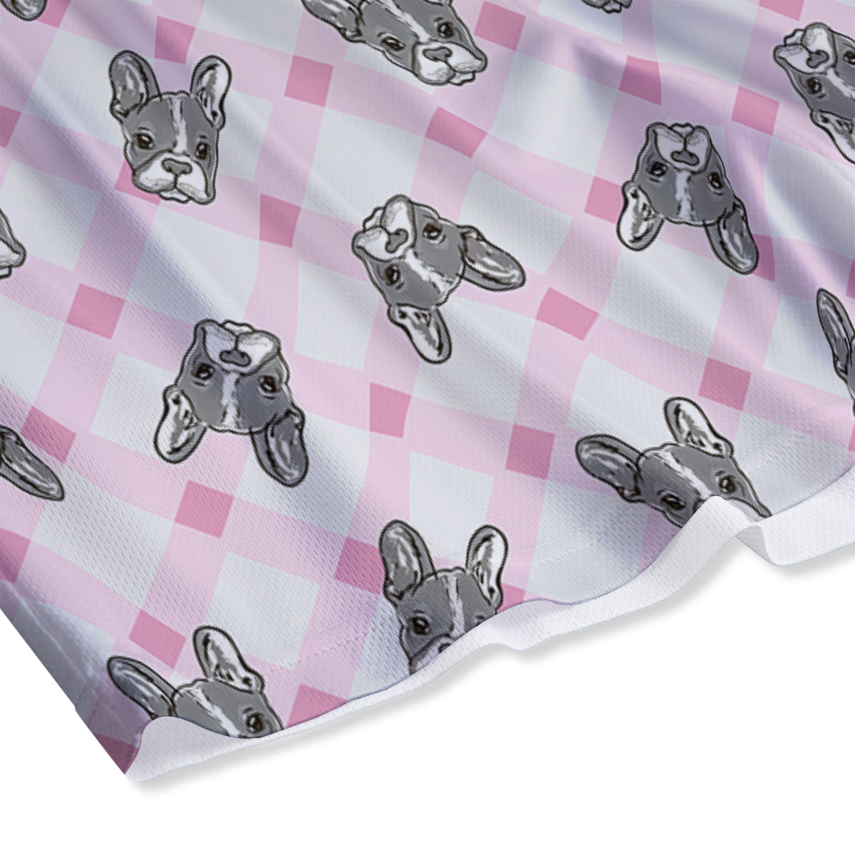 Boston Terrier Pink Plaid Print Pattern Mesh Shorts