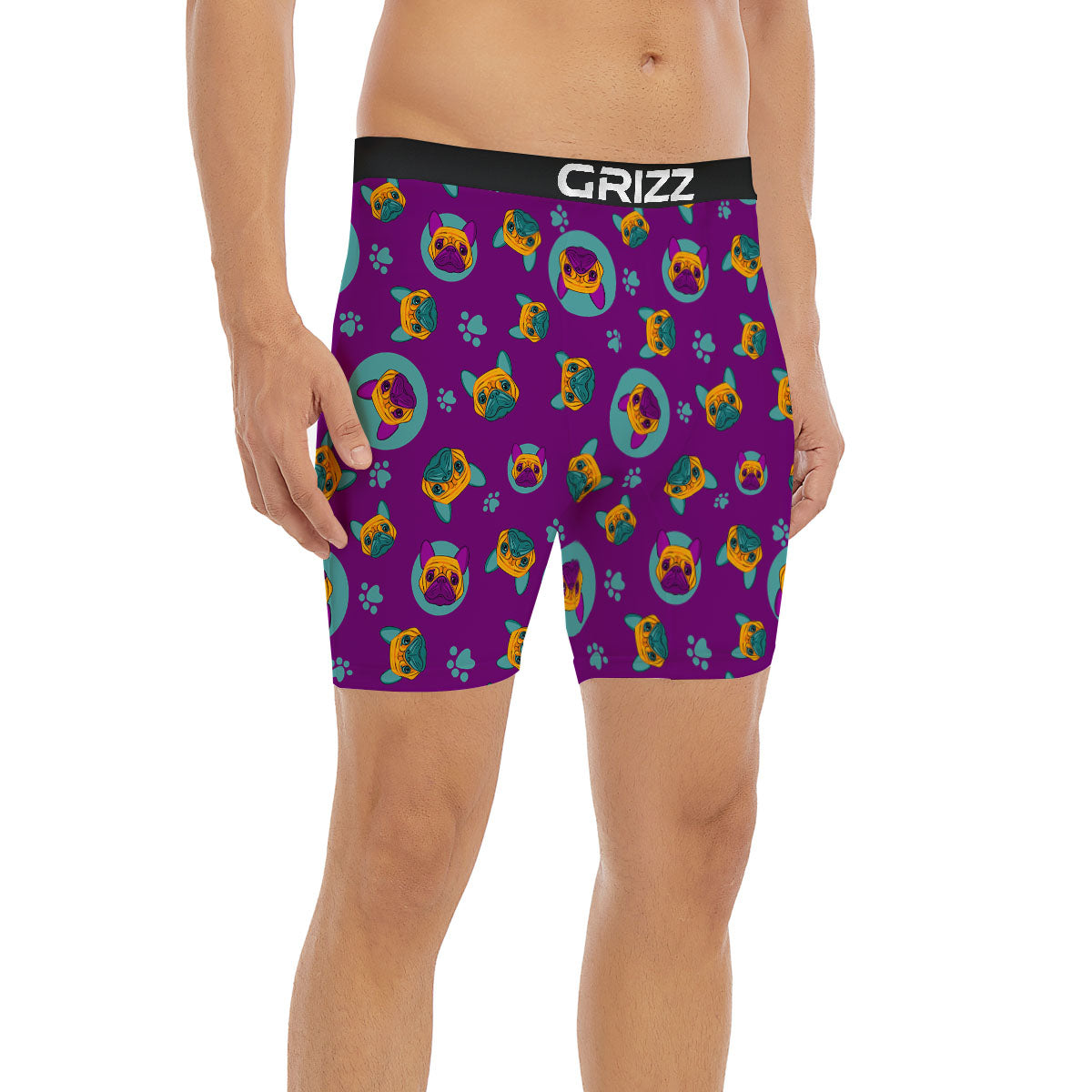 Boston Terrier Purple Print Pattern Boxer Briefs-grizzshop