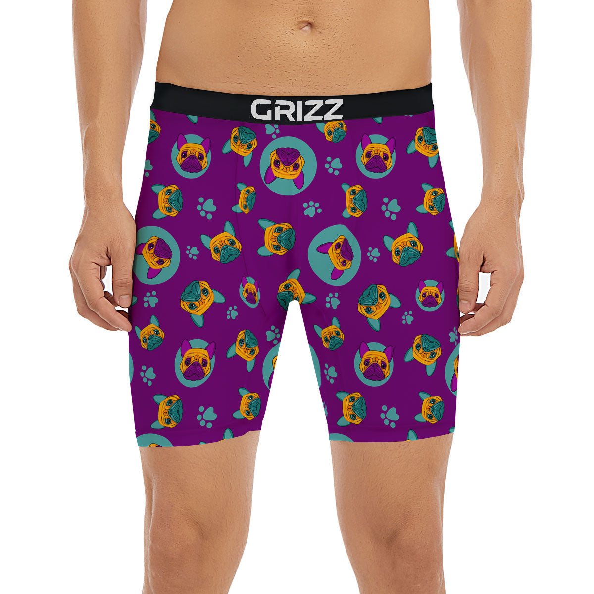 Boston Terrier Purple Print Pattern Boxer Briefs-grizzshop