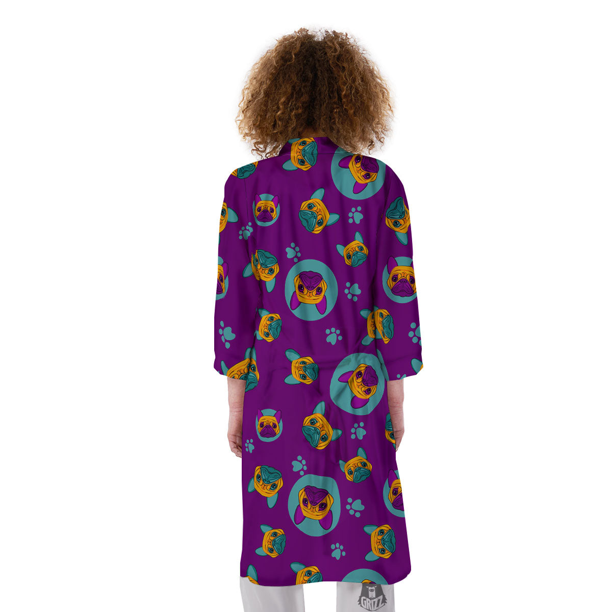 Boston Terrier Purple Print Pattern Kimono-grizzshop