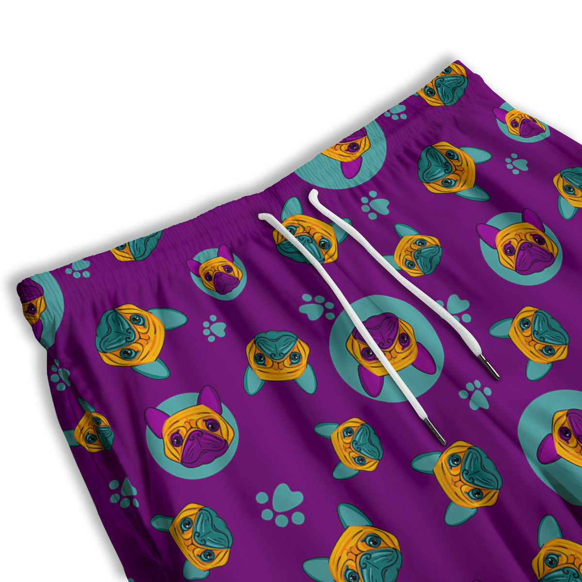 Boston Terrier Purple Print Pattern Men's Athletic Shorts