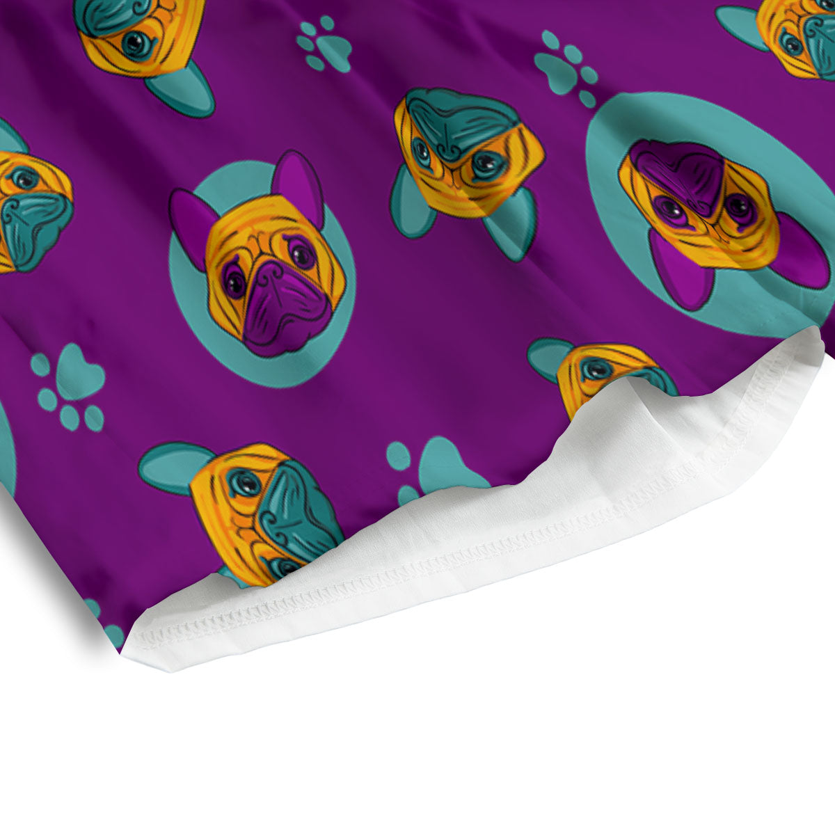 Boston Terrier Purple Print Pattern Men's Athletic Shorts