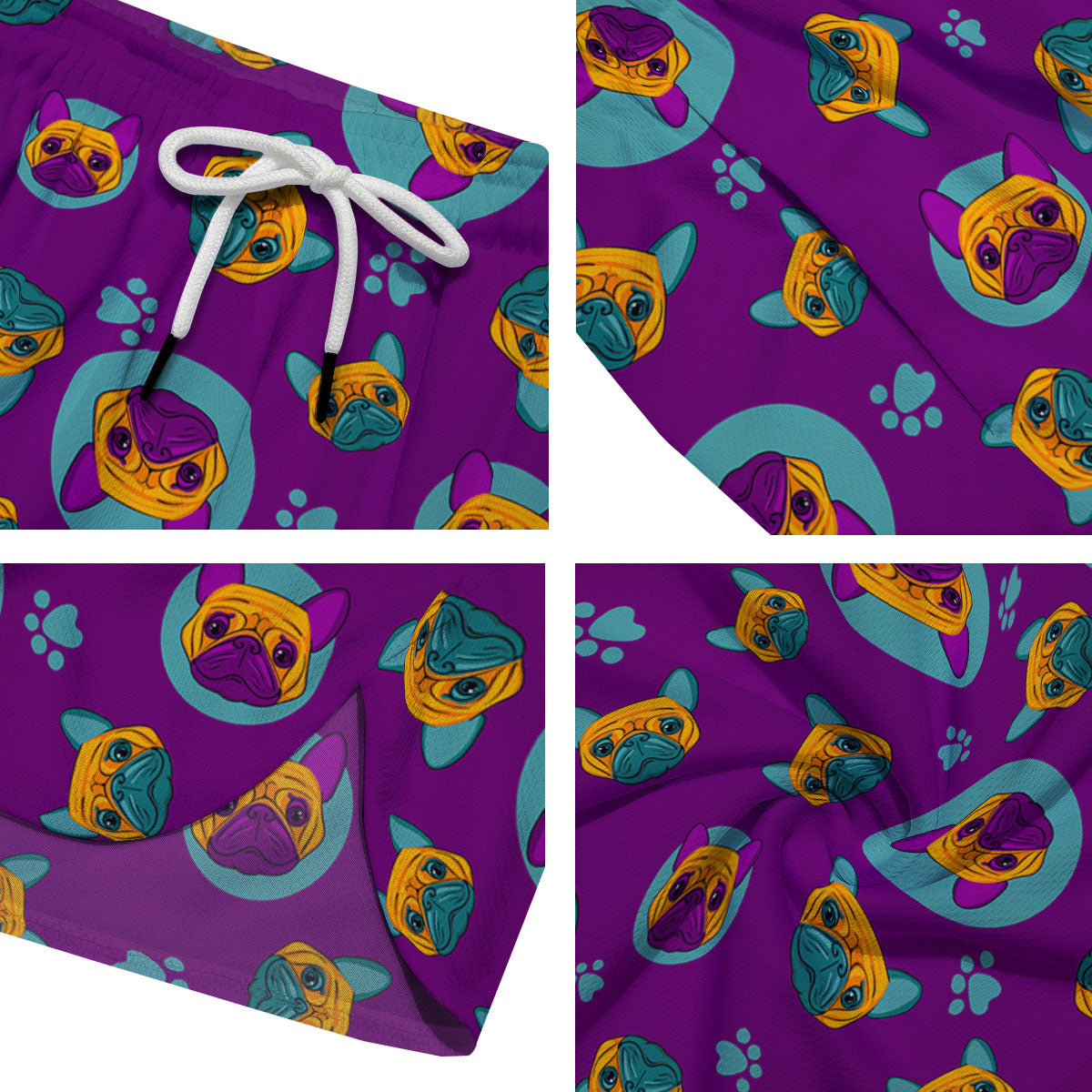 Boston Terrier Purple Print Pattern Men's Running Shorts-grizzshop