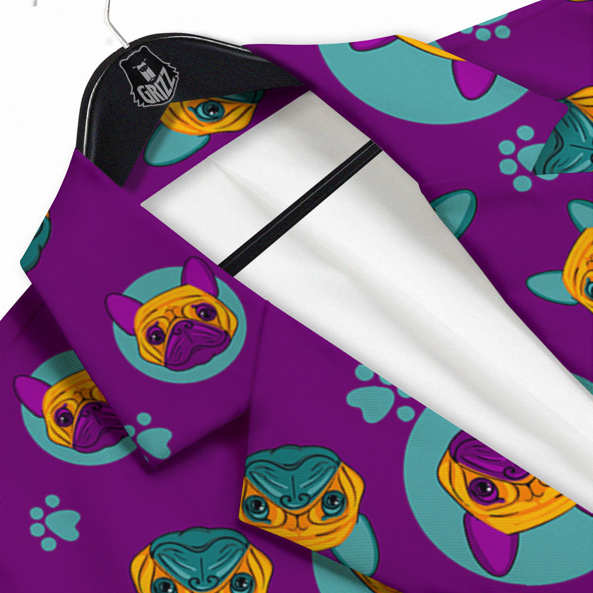 Boston Terrier Purple Print Pattern Men's Sport Coat-grizzshop