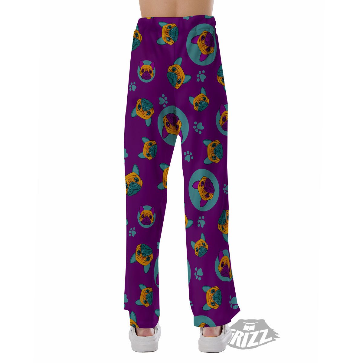 Boston Terrier Purple Print Pattern Pajama Pants-grizzshop