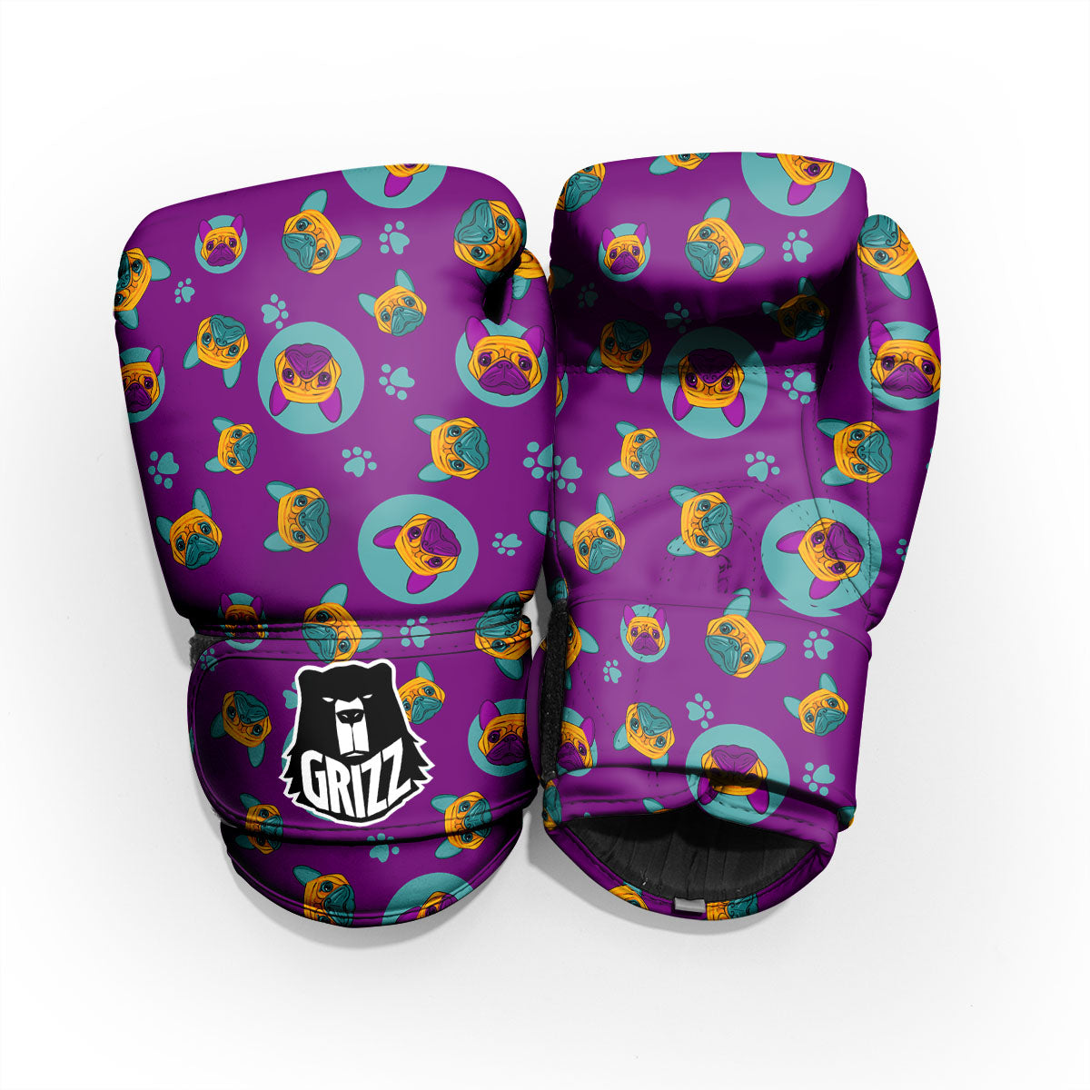 Boston Terrier Purple Print Pattern Pro Boxing Glove