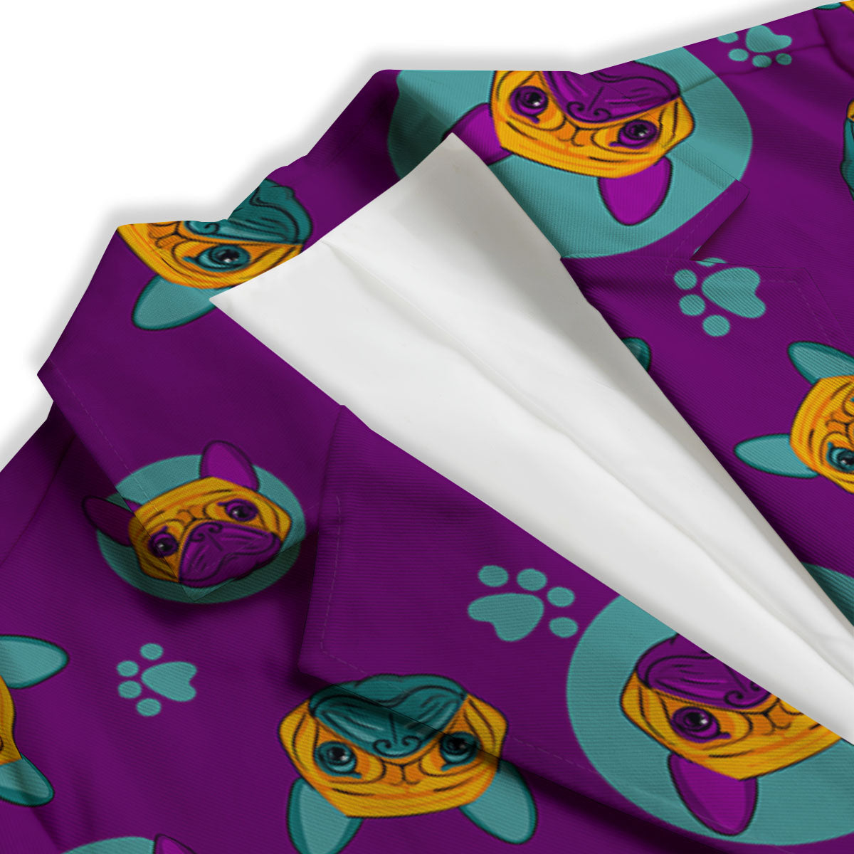 Boston Terrier Purple Print Pattern Women's Blazer-grizzshop