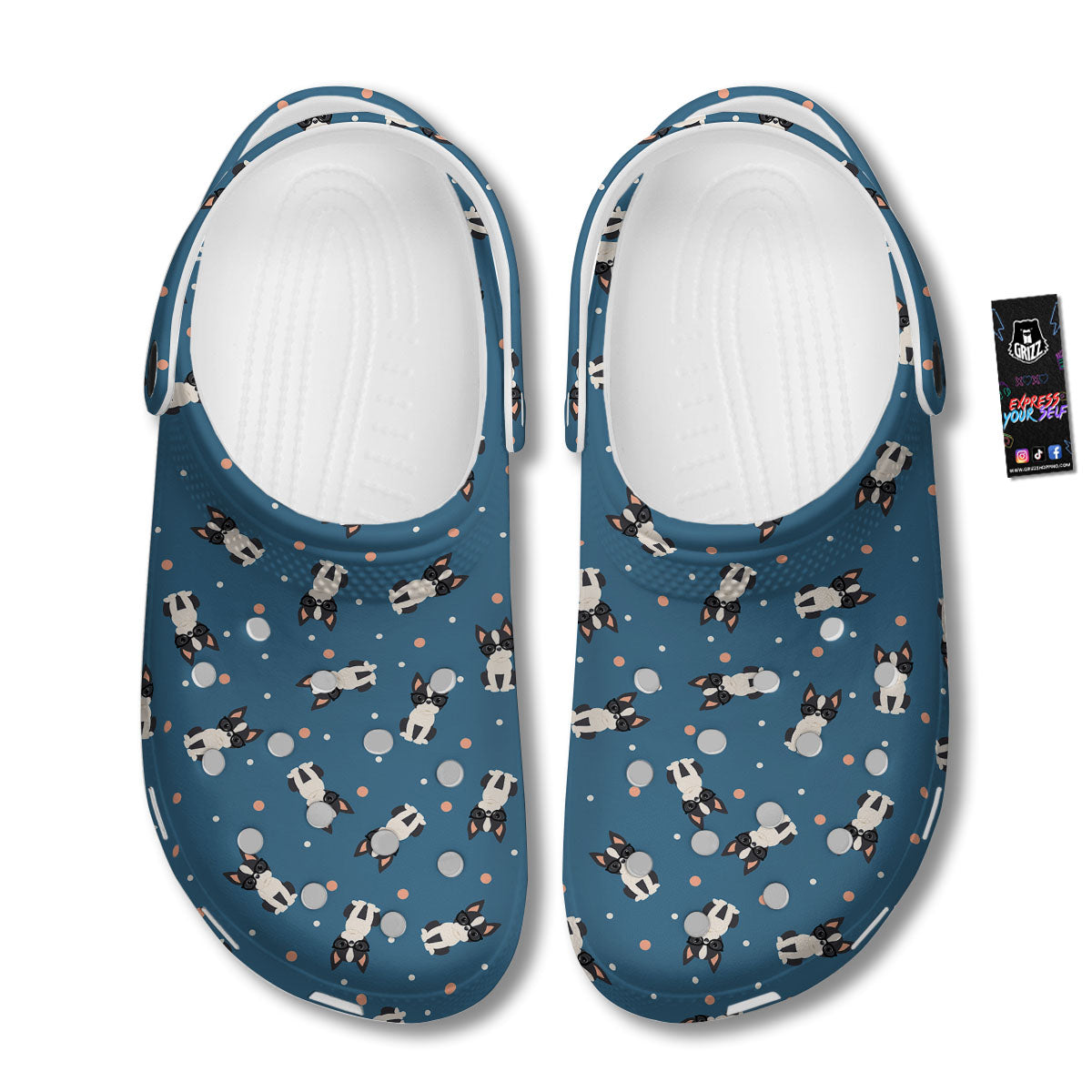 Boston Terrier Wearing Glasses Print Clog-grizzshop