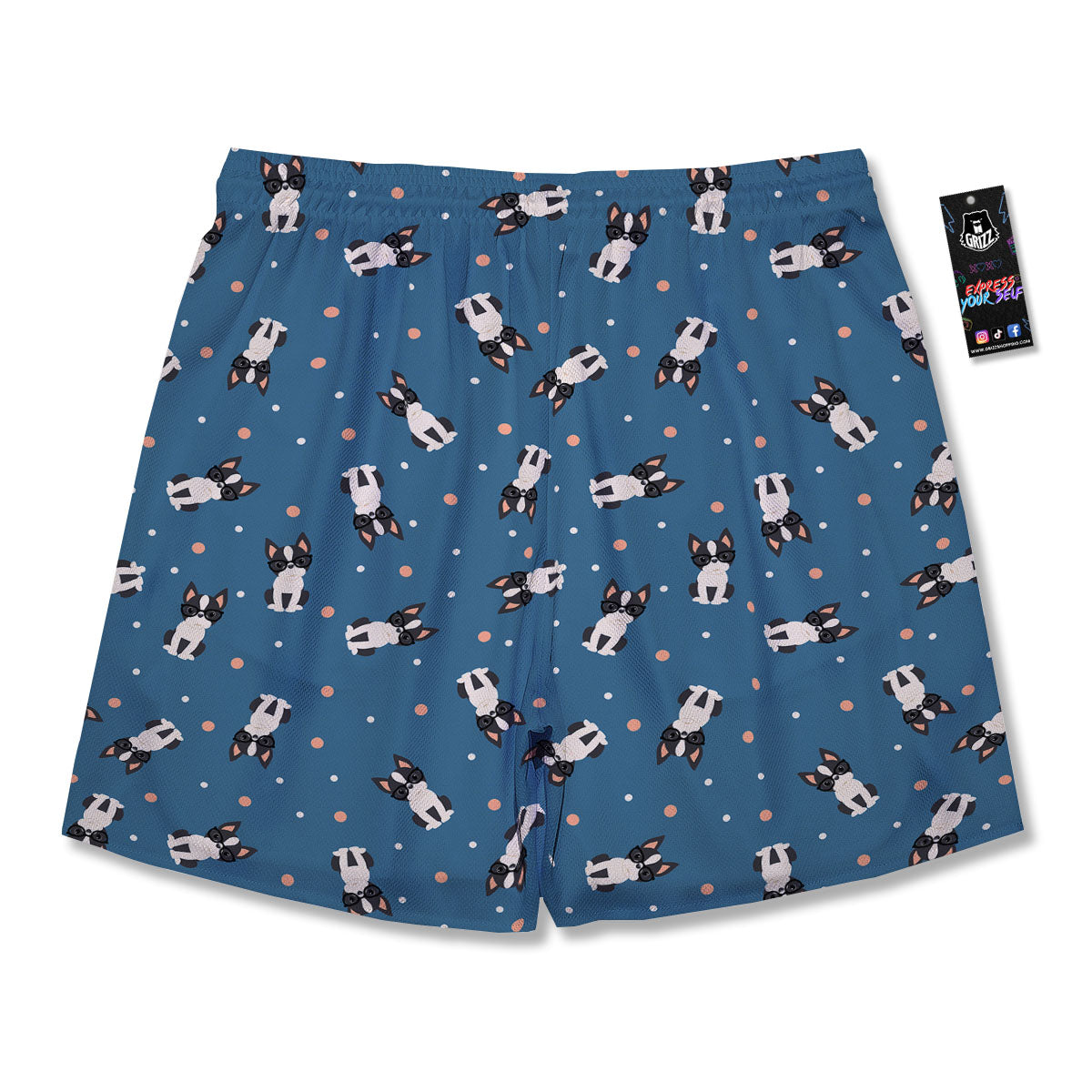 Boston Terrier Wearing Glasses Print Men's Running Shorts-grizzshop