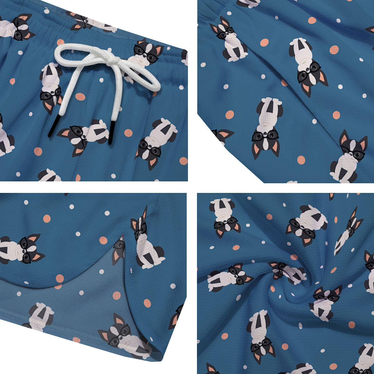 Boston Terrier Wearing Glasses Print Men's Running Shorts-grizzshop
