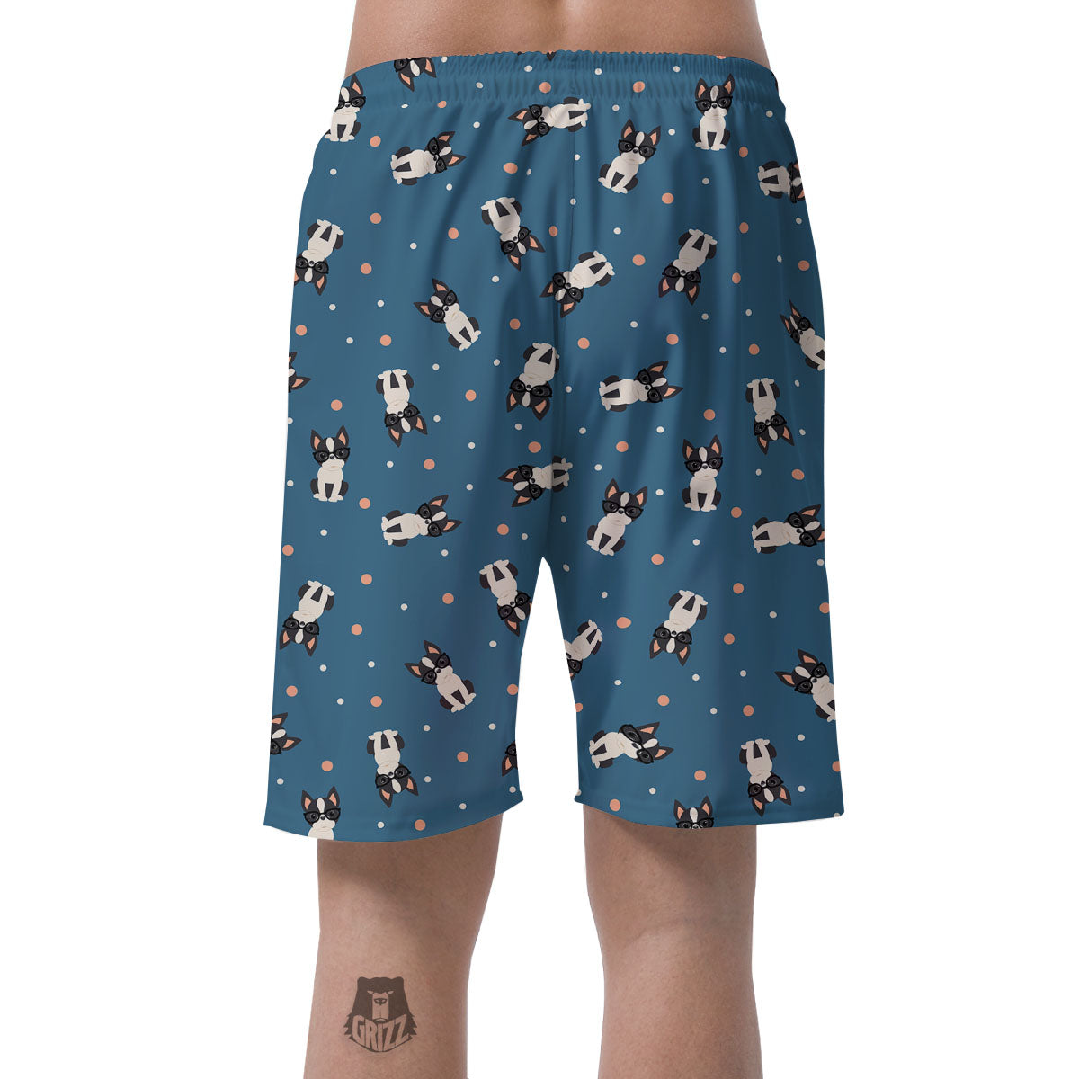 Boston Terrier Wearing Glasses Print Men's Shorts-grizzshop