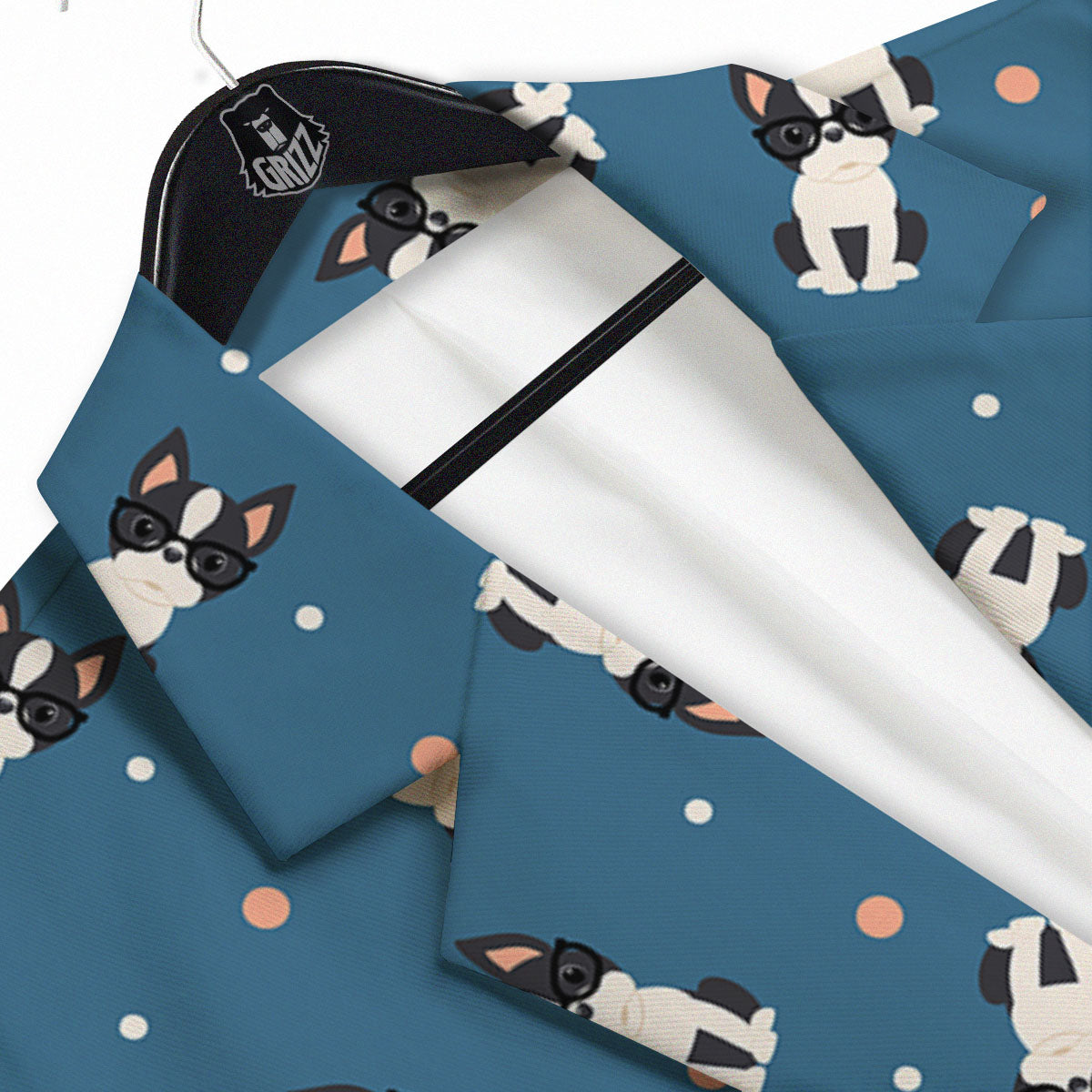 Boston Terrier Wearing Glasses Print Men's Sport Coat-grizzshop