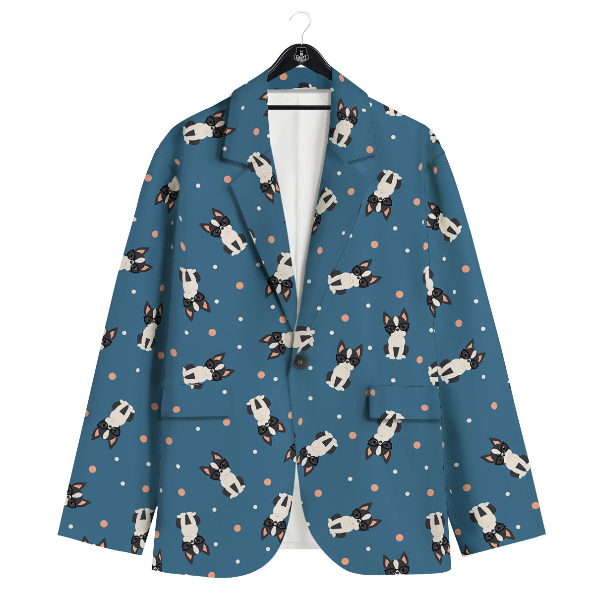 Boston Terrier Wearing Glasses Print Men's Sport Coat-grizzshop