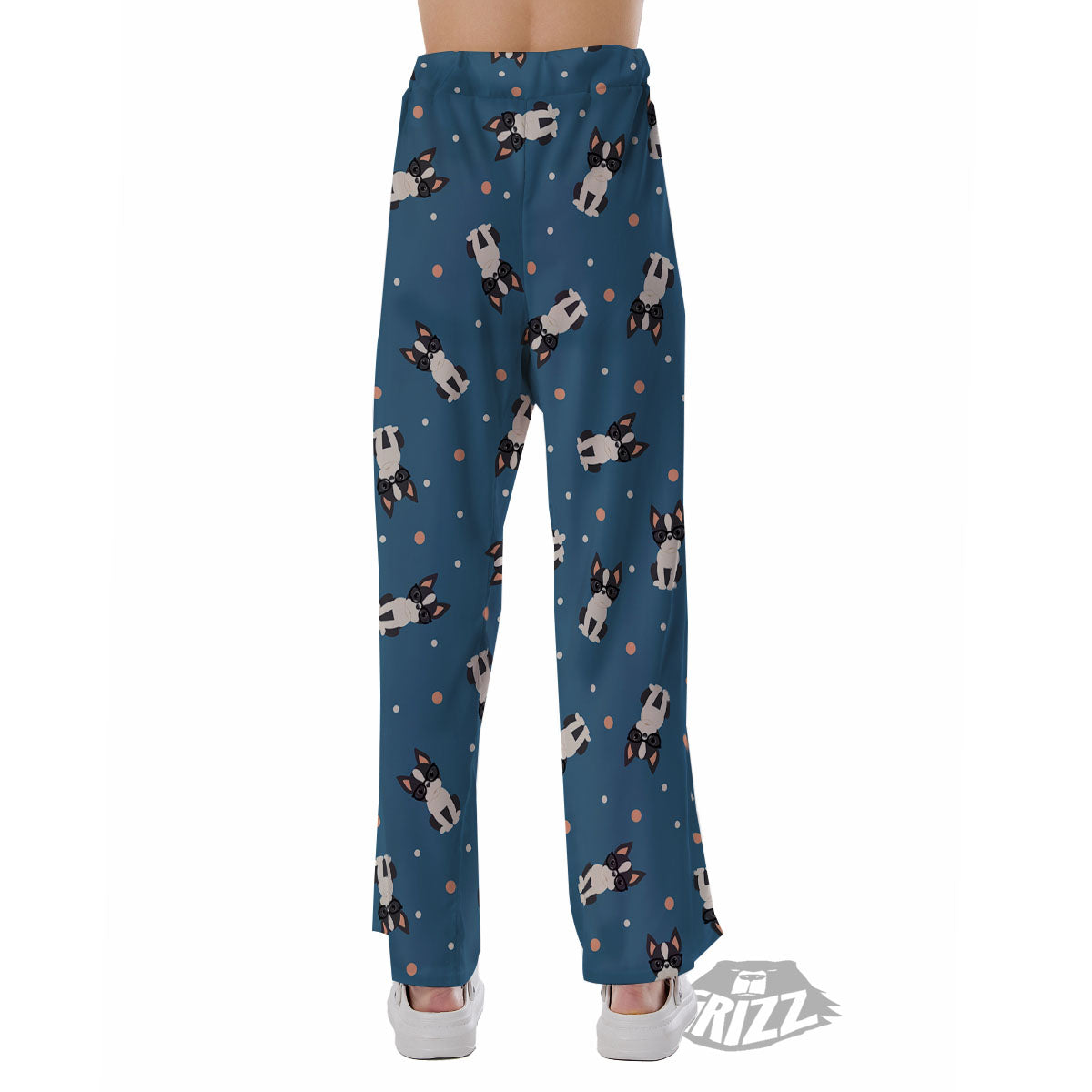 Boston Terrier Wearing Glasses Print Pajama Pants-grizzshop