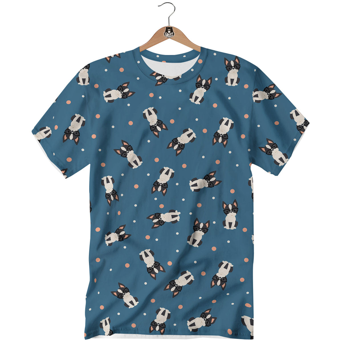 Boston Terrier Wearing Glasses Print T-Shirt-grizzshop