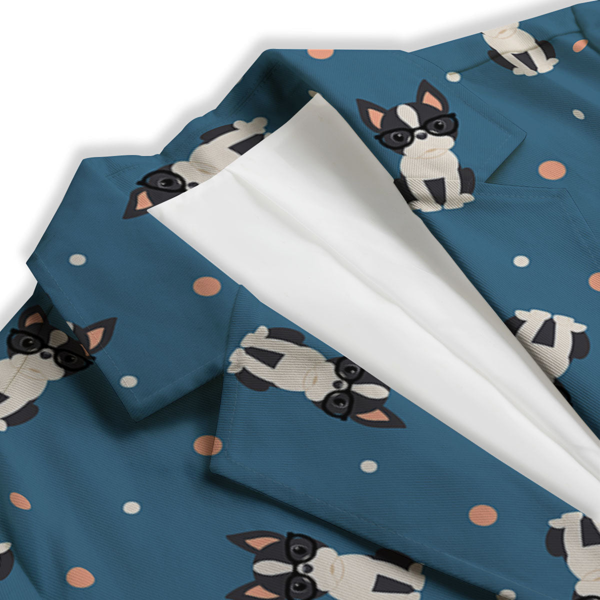 Boston Terrier Wearing Glasses Print Women's Blazer-grizzshop