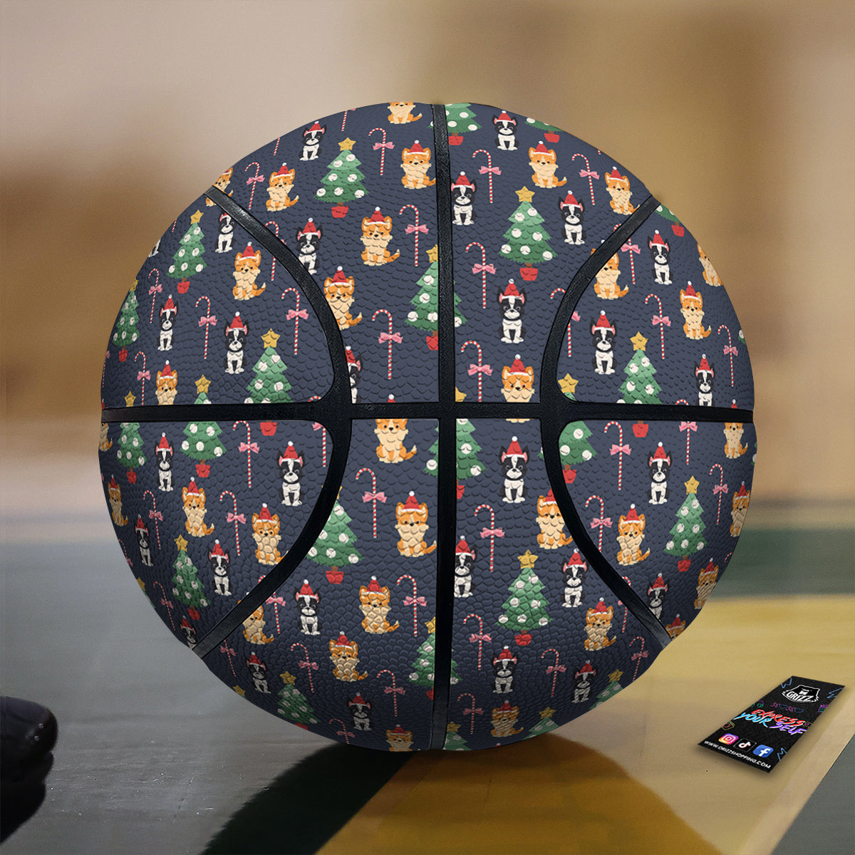 Boston Terrier And Corgi Christmas Print Basketball