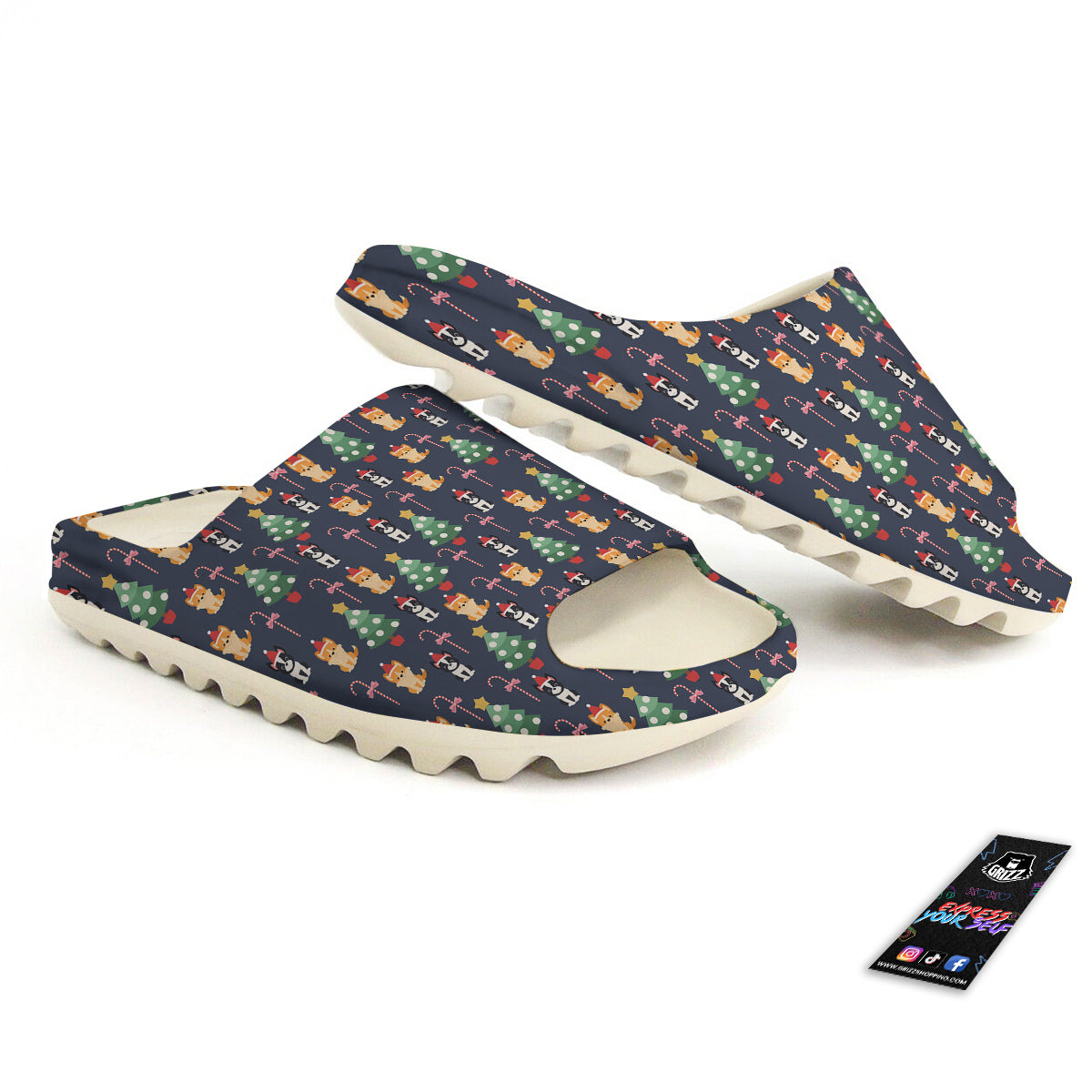 Boston Terrier And Corgi Christmas Print Sandals-grizzshop