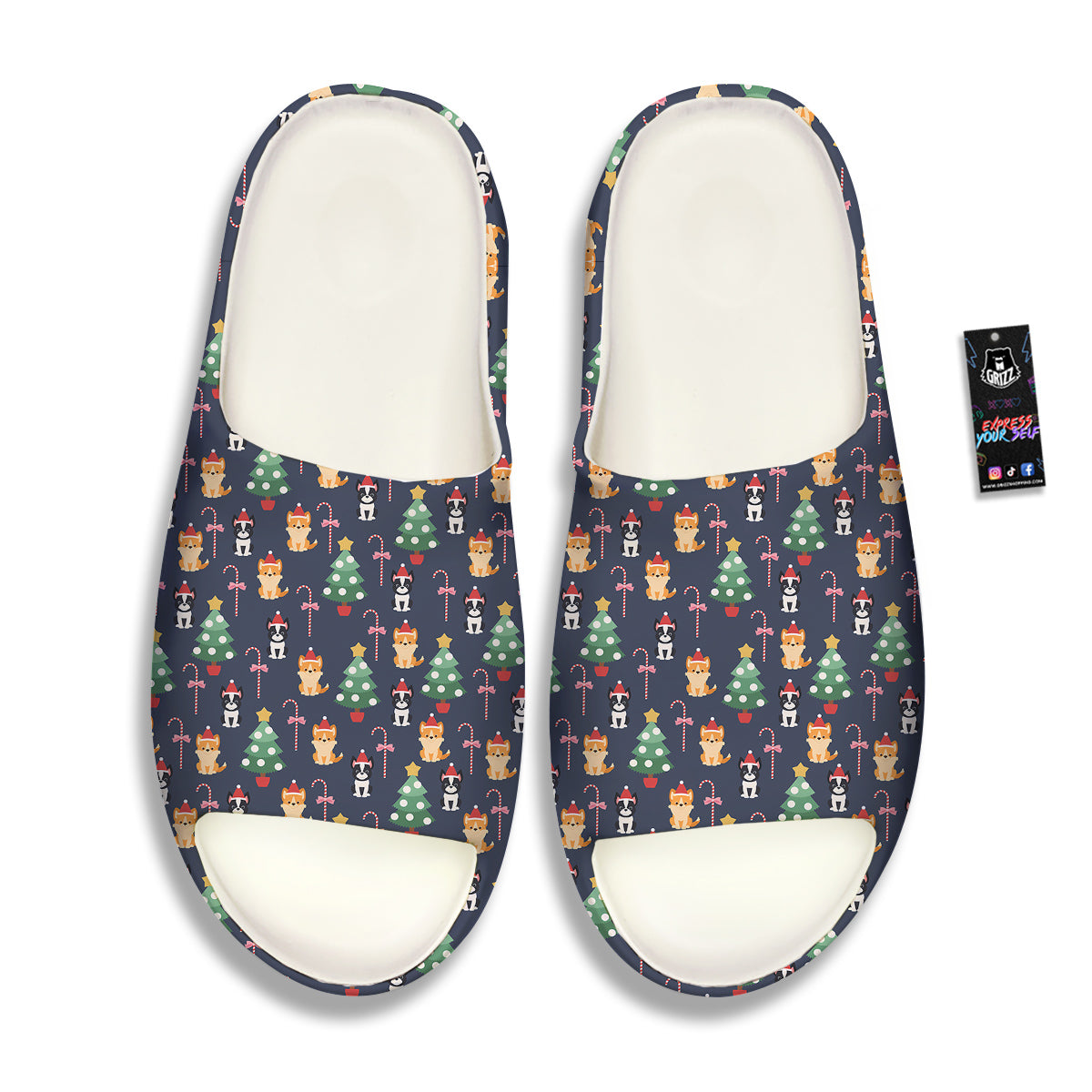Boston Terrier And Corgi Christmas Print Sandals-grizzshop