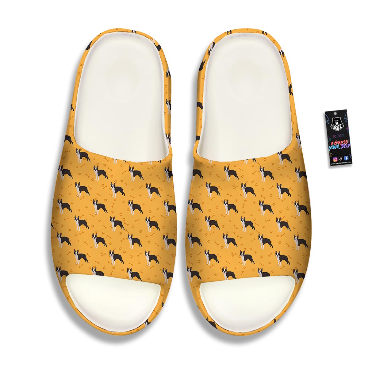 Boston Terrier Cartoon Print Pattern Sandals-grizzshop