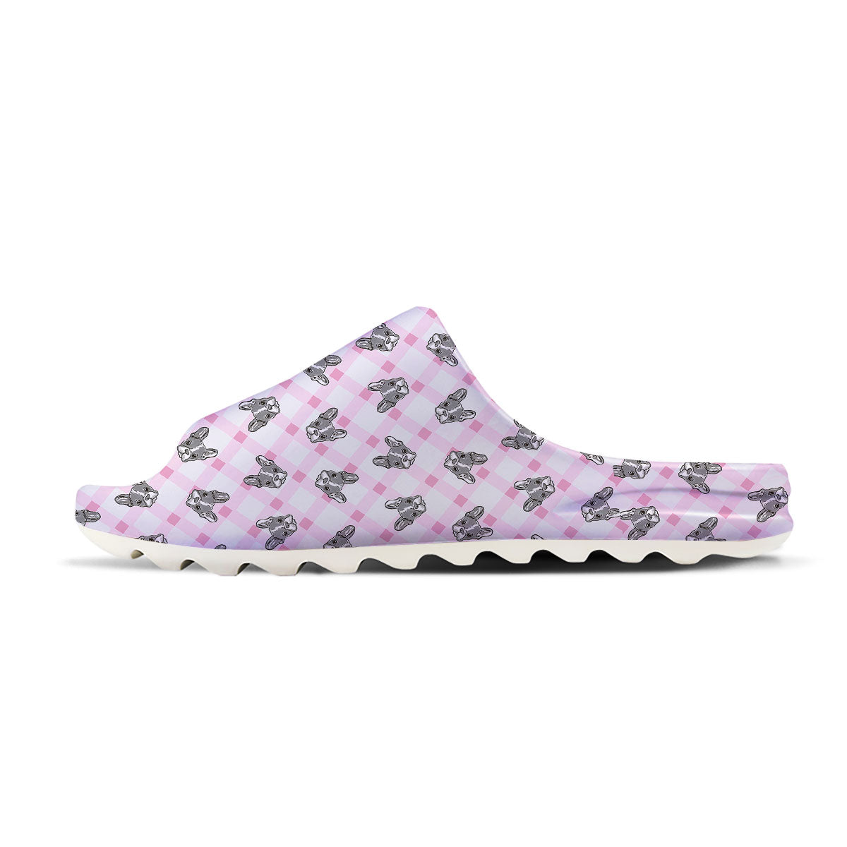Boston Terrier Pink Plaid Print Pattern Sandals-grizzshop