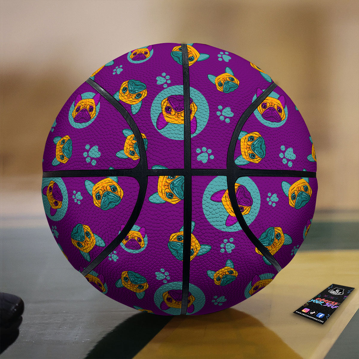 Black Argyle And Blue Yellow Print Pattern Basketball