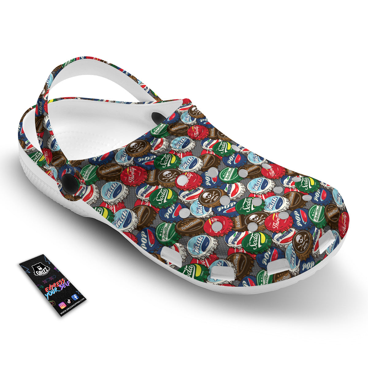 Bottle Caps Print Pattern Clog-grizzshop