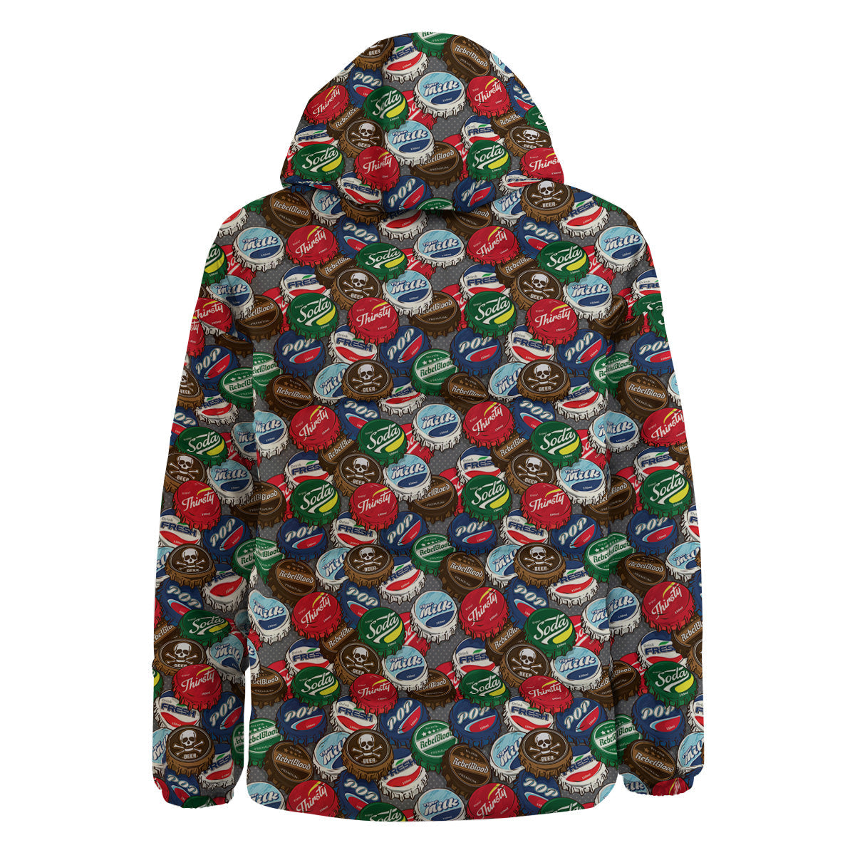 Bottle Caps Print Pattern Down Jacket-grizzshop