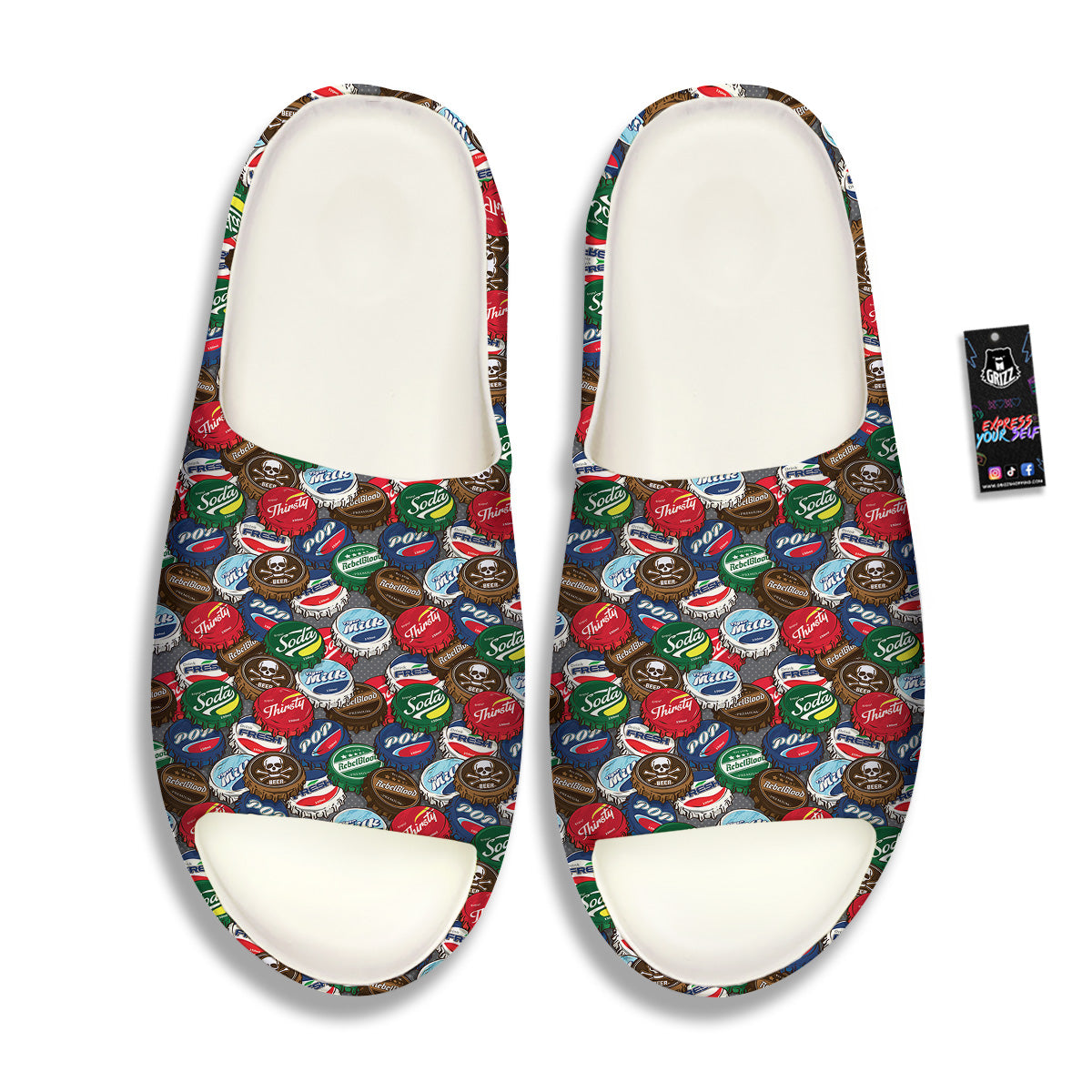 Bottle Caps Print Pattern Sandals-grizzshop