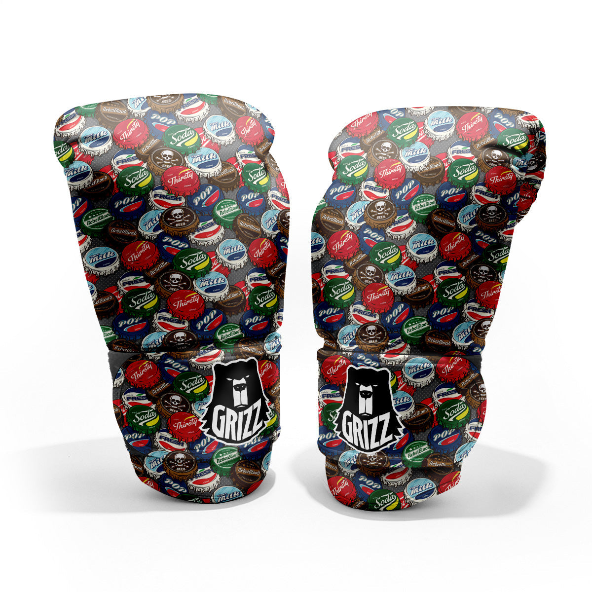 Bottle Caps Print Pattern Sparring Gloves-grizzshop