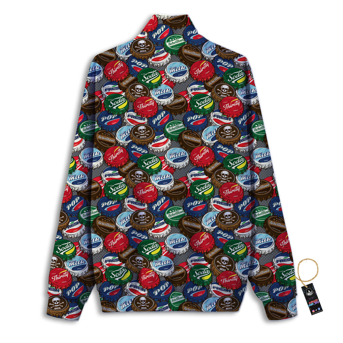 Bottle Caps Print Pattern Track Jacket-grizzshop